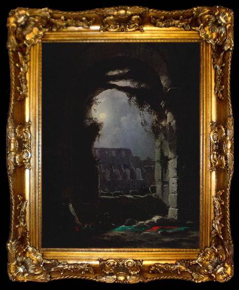 framed  Carl Gustav Carus Das Kolosseum in einer Mondnacht, ta009-2